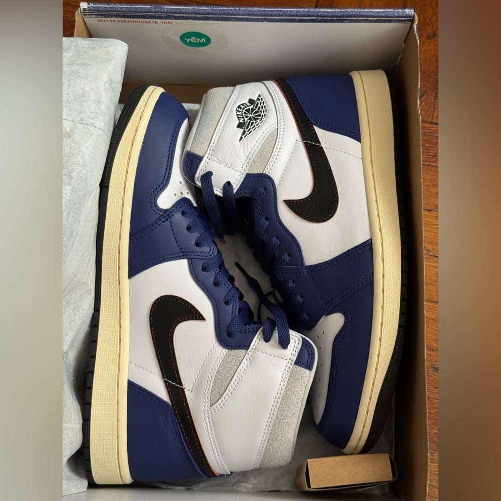 Jordan Navy and White Sneakers with Black Accents